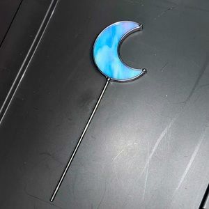 Glass painted moon child stake